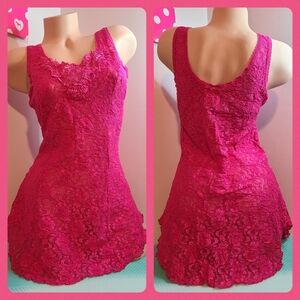 VTG Cinema Etoile Night Magic Lace Babydoll Chemise Size M Pink